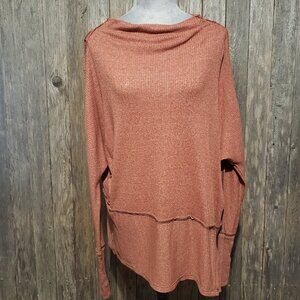 We The Free People M Top Tunic Londontown Orange Copper Slouchy Thermal Boho